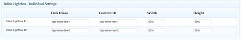 Inline Lightbox Settings