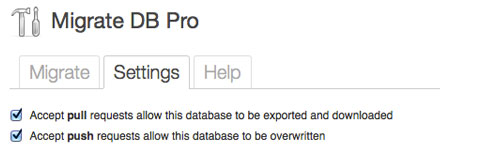 WP Migrate DB Pro settings