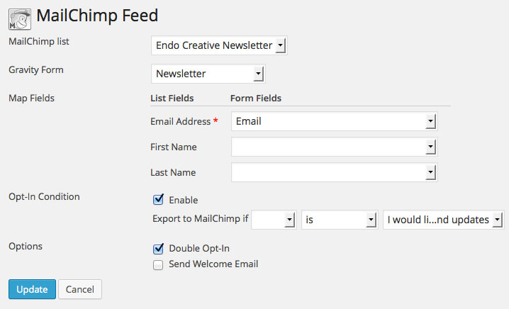 Add mailchimp to Gravity Forms